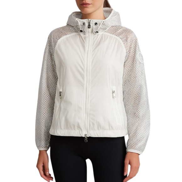 Moncler White Mesh Windbreaker Zip Up Jacket Size 0 - Picture 1 of 13